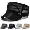Solid Color Breathable Flat Top Men Adjustable Baseball Cap Spring Summer Sun Protection Dad Hat Trucker Cap Men