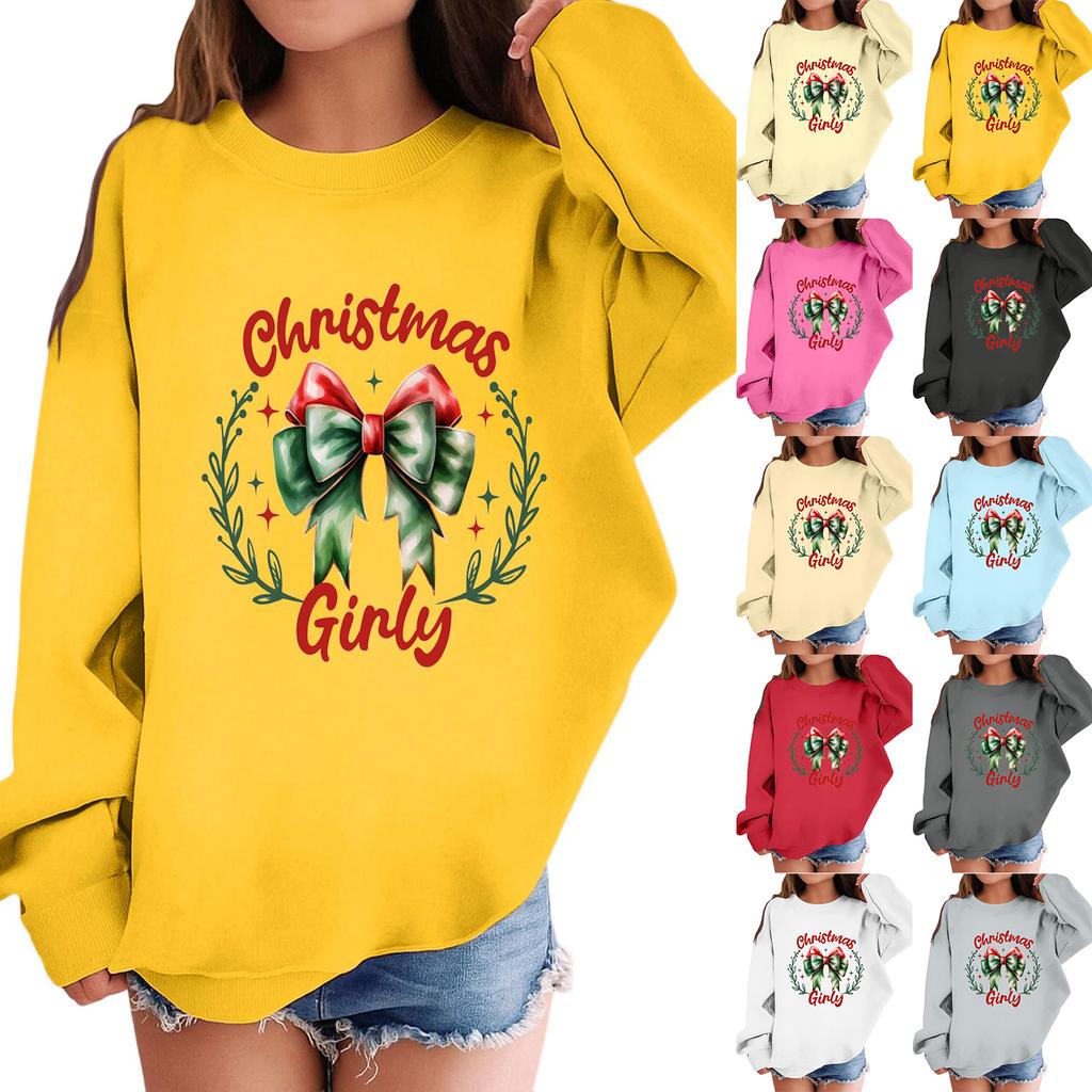 Children's Fashionable Casual Long-sleeved Loose Christmas Print Pullover Sweatshirt