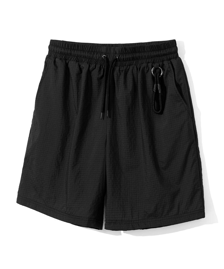 COSTUME O’CLOCK Lightcell Ripstop Elastic Waist Wide Nylon Pants Shorts Black Coospt239Black