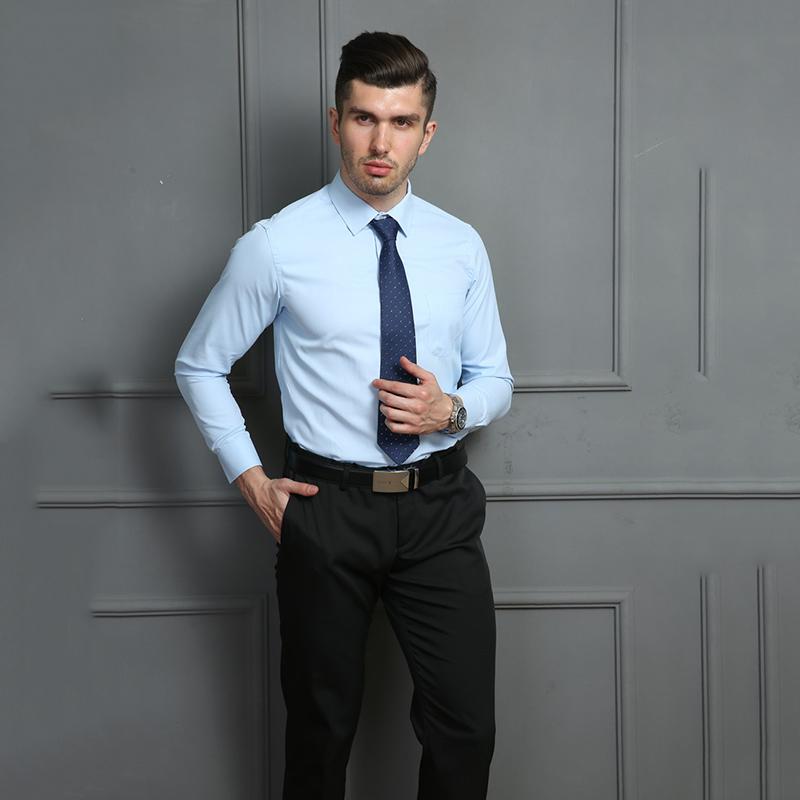 Мужская повседневная деловая рубашка большого размера с длинными рукавами, белая, синяя, черная, умная, мужская, социальная, классическая рубашка для больших размеров