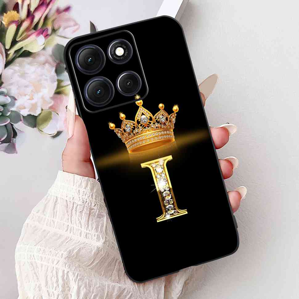 Горячий Чехол Для Motorola Moto G86 5G Буквы Короны A-Z Мягкий Силикон Черный ТПУ Чехол Для MOTO G86 XT2527-2 6.67" Защитный Чехол