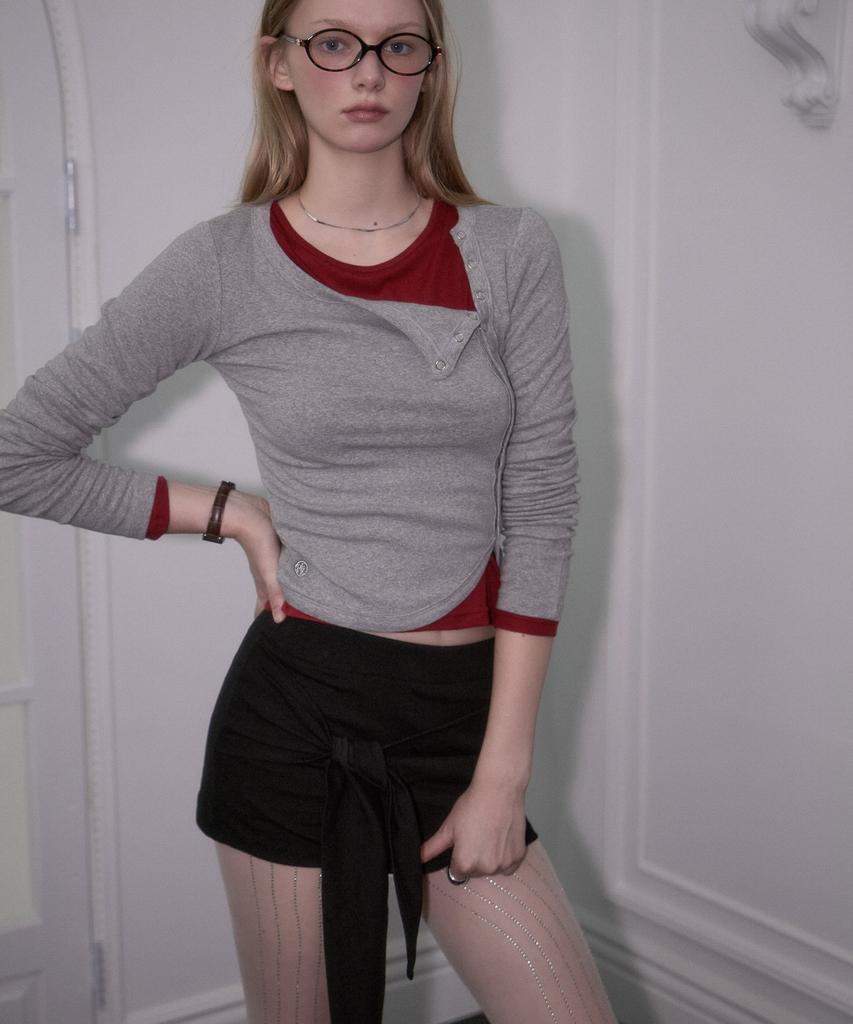 ROSEFRANTZ Side Eyelet Long Sleeve [Gray]
