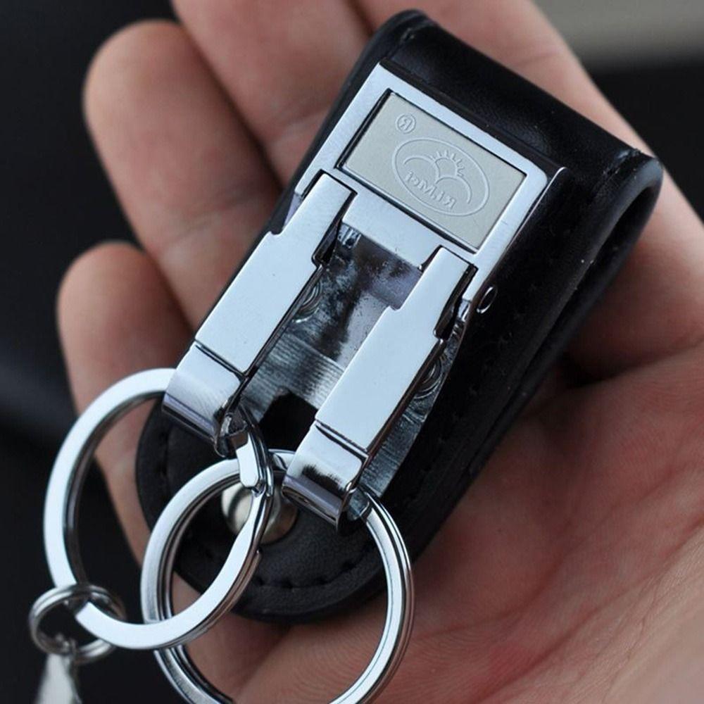 Detachable Belt Buckle Clip Stainless Steel Key Chain Keychain Key Ring Holder 2 Loops
