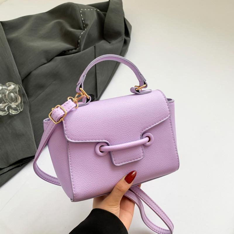 Solid Color Pu Crossbody Bag Women With Lock Closure Mobile Pocket Use Casual