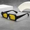 Ins Popular Fashion Square Rivets Men Sunglasses Vintage Punk Gradient Women Trending Yellow Lens Sun Glasses Shades