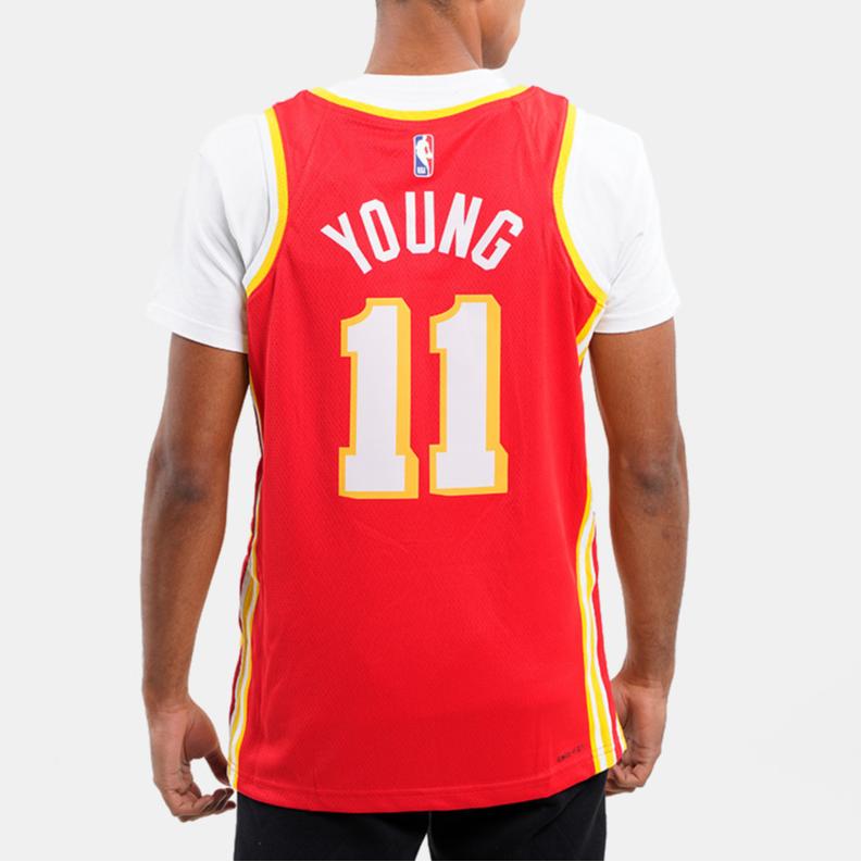 Nike Футболка NBA Atlanta Hawks Trae Young Icon Edition Swingman, красная/белая, мужская, уличная, DN1995-657