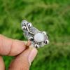 Sterling Silver Rainbow Moonstone Stone Promise Stackable Flower Daughter Ring