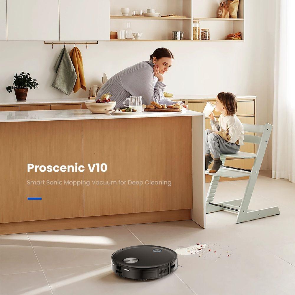 Refurbished Proscenic V10 Robotic Vacuum Cleaner, Floor Mopping, 3000Pa Suction, 240ml Dust Bin, 120Mins Runtime, Smart APP Control