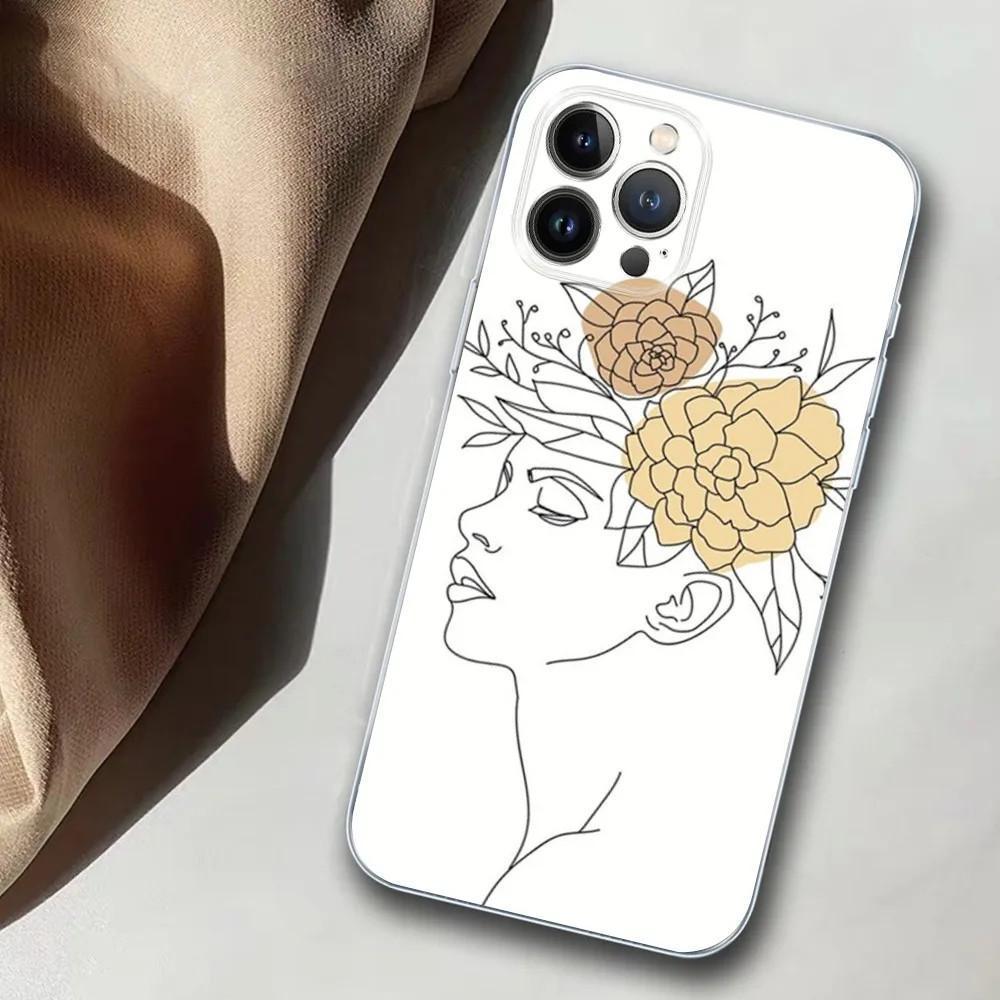 Чехол для мобильного телефона Apple IPhone15ProMax Line Art Girl Чехол для мобильного телефона Hair Painting Anti Drop Huawei Three