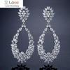 Luxury Popular Waterdrop Full Mirco Paved Cubic Zircon Dangle Drop Earrings For Women Fashion Wedding Jewelry Fsep2123