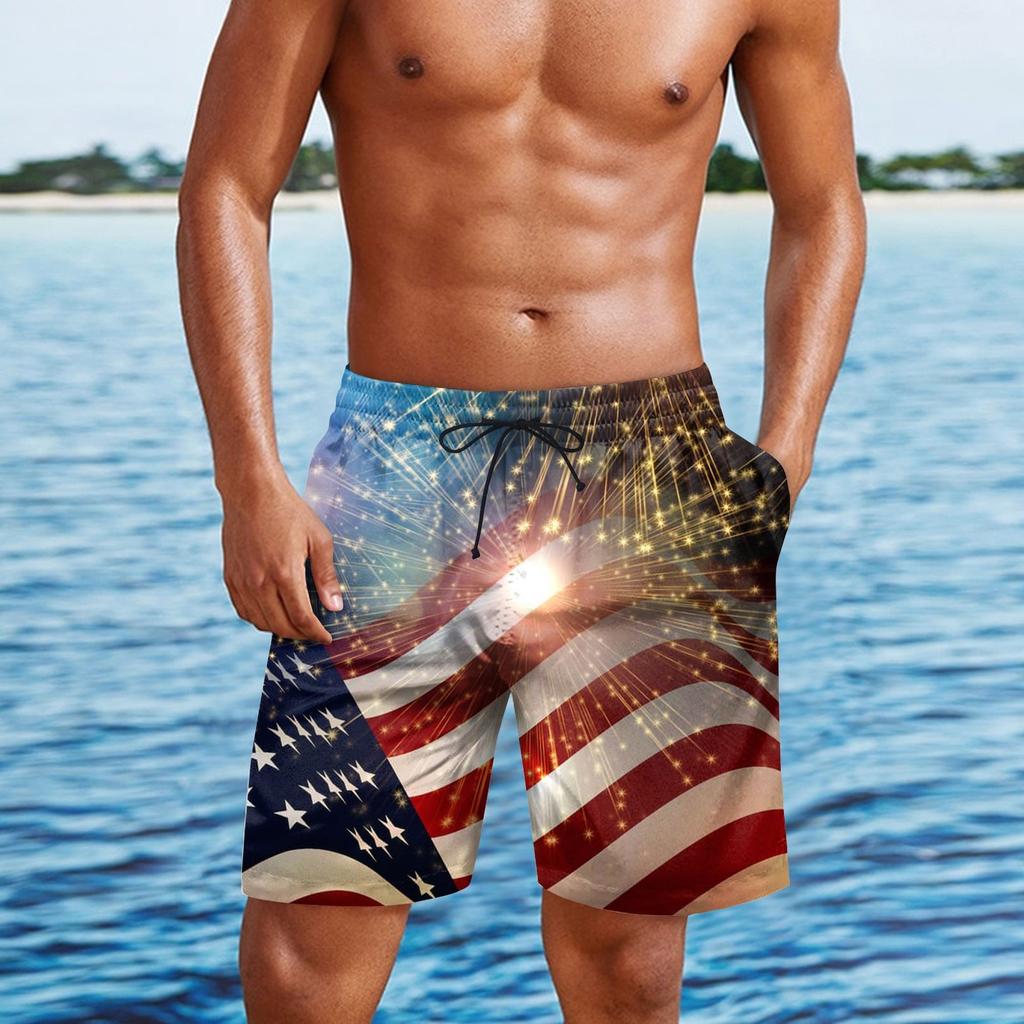 Мужские повседневные модные шорты с принтом в честь Дня независимости, мужские свободные дышащие шорты с принтом