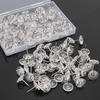 100PCS Clear Thumb Tacks Steel Point and Head Pushpins Transparent Flat Push Pins for Fabric Marking Office Organization