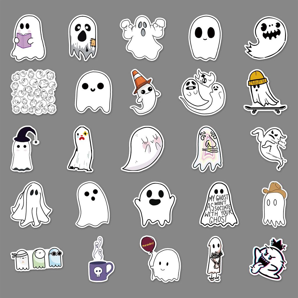 50 Cartoon Ghost Doodle Cute Halloween Kids Gauze DIY Skateboard Water Cup Decoration Stickers