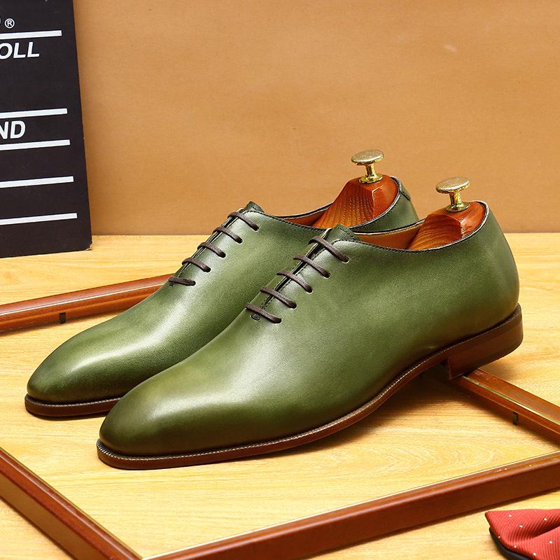 Мужские туфли дерби из натуральной кожи ручной окраски с заостренным носком - Британский формальный стиль