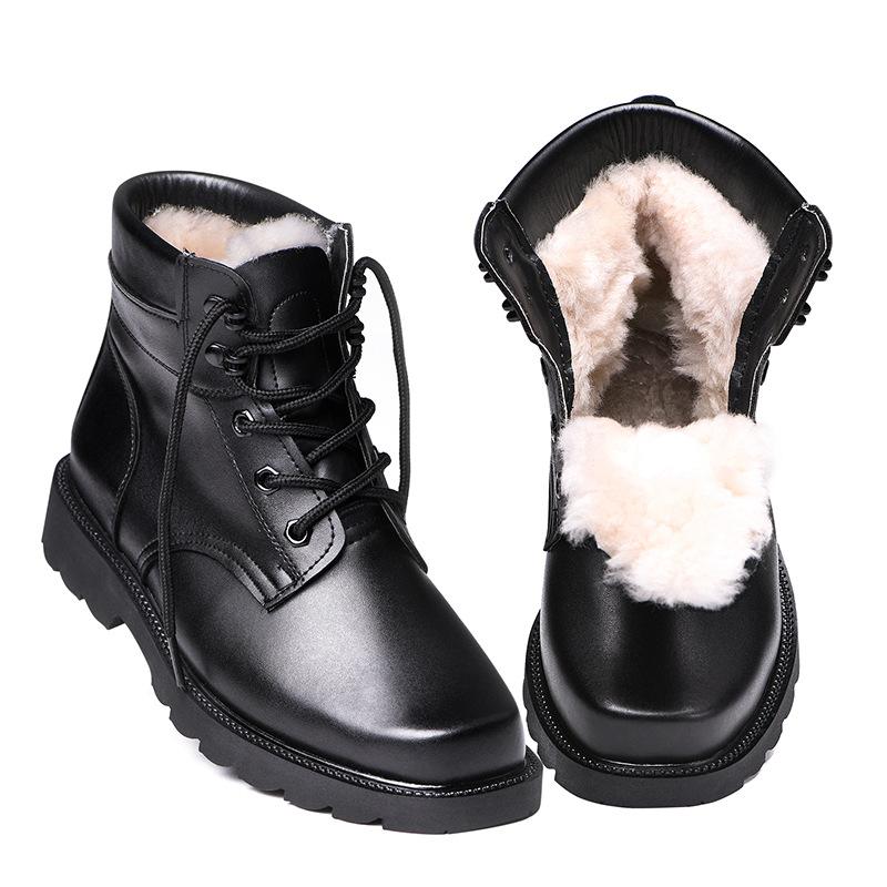 Men's Work Snow Boots Lightweight Lace-Up Warm Fur Lined Winter Hiking Boot Non-slip Outdoor High-top Shoes Trekking Combat Ankle Booties for Male