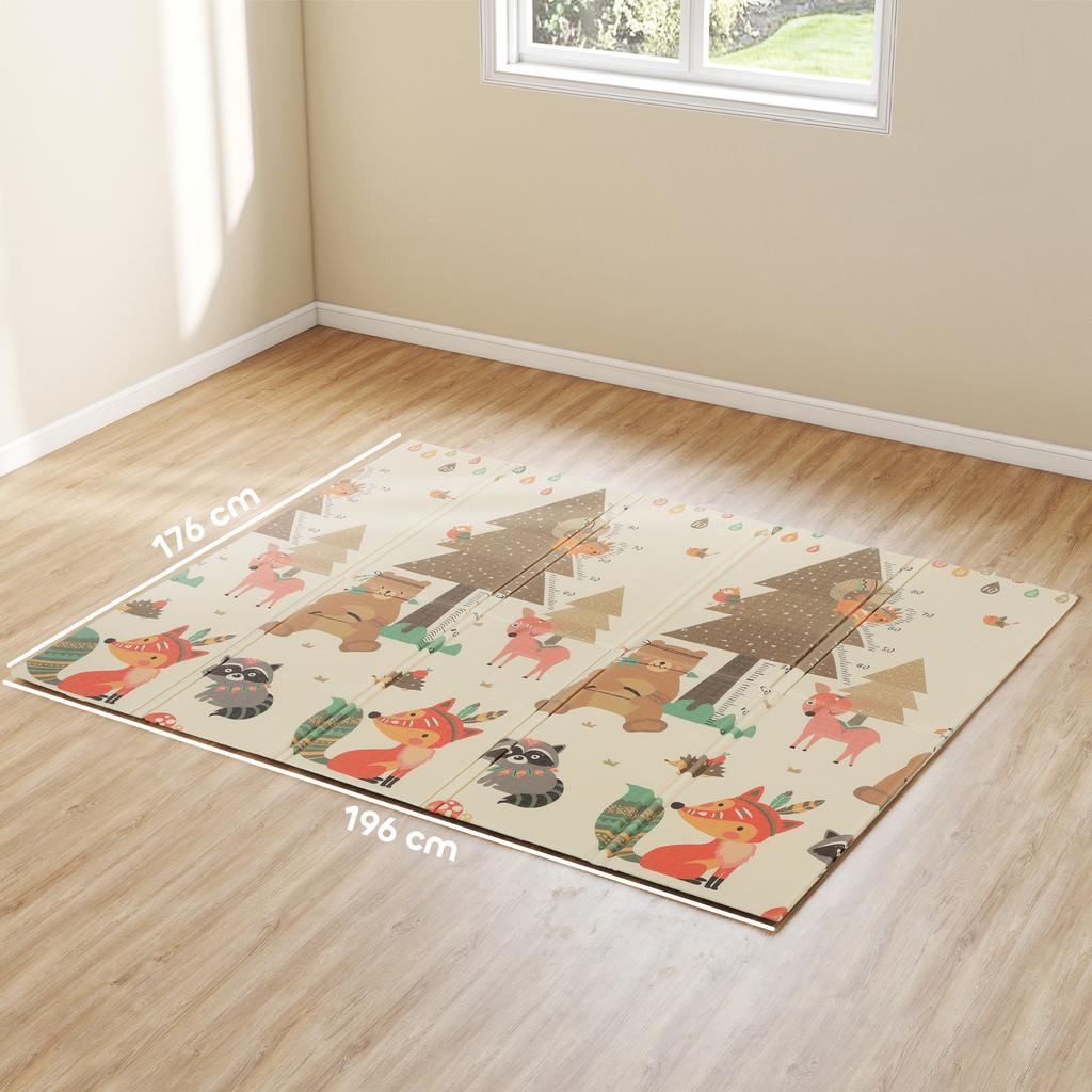 Baby Play Mat 196 X 176 X 1.5 Cm Foldable Double Sided Crawling Mat Multicolor