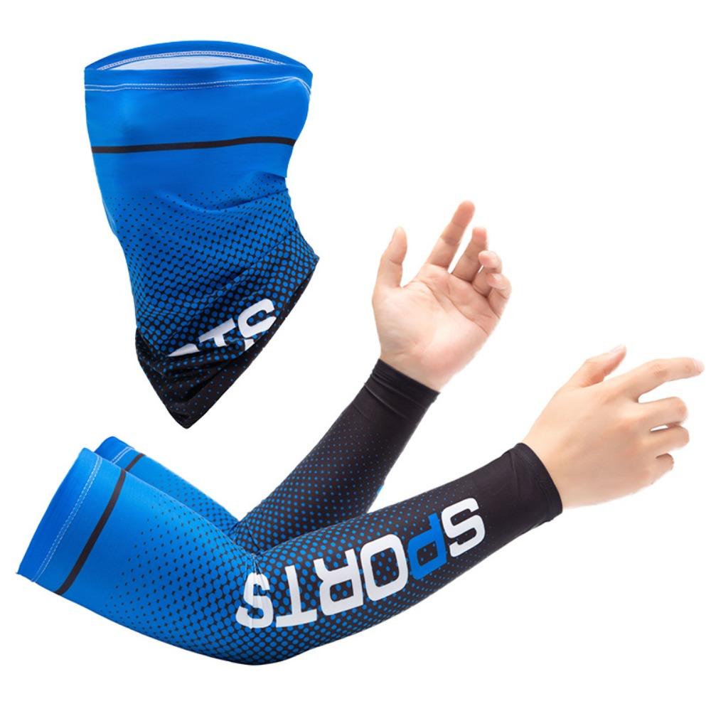 Long Arm Sleeve and Mask Suit Sunscreen Hand Protector Cover Breathable Ice Silk Sleeves Men