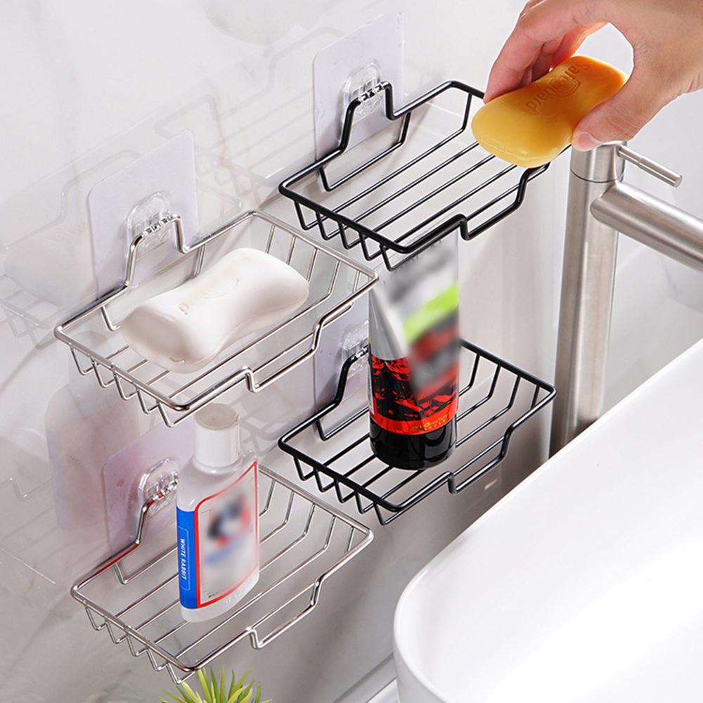 1 Подставка для мыла из нержавеющей стали для дома, Настенная мыльница без сверления, Подходит для ванной комнаты, кухни, Квадратная