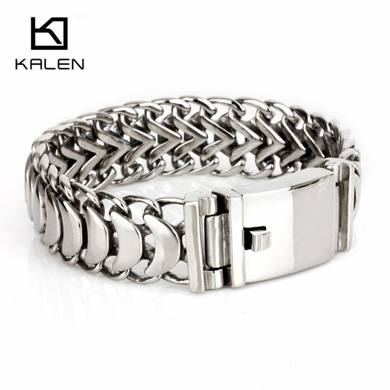 Kalen Новые Высокополированные Блестящие Браслеты 19/20/22 см Нержавеющая Сталь Велосипедная Звеньевая Цепь Браслеты Велосипедная Цепь Модные Мужские Аксессуары
