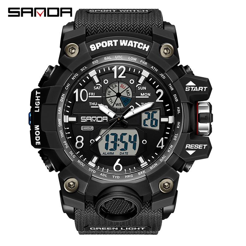 Sanda Teen Multi-functional Waterproof Sports Watch with Alarm & Luminous Display