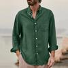 Мужская европейская и американская мода 2024 однотонная рубашка свободного кроя с длинным рукавом и отложным воротником