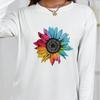 Топы для женщин с цветным принтом подсолнухов, круглым вырезом и длинным рукавом, футболка, осенний повседневный тонкий пуловер, женский топ с длинным рукавом