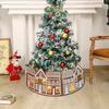 LED Christmas Tree Collar Gingerbread House Xmas Tree Skirt Collar Christmas Pencil Tree Skirt Base Stand with LED Light