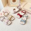 Children's Floral Flat Sandals Summer New Korean Style Girls' Bow Strap Princess Shoes to Match Dresses