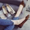 Women Fashion Leopard Flat Shoes Female Shallow Mouth Single Shoes Lady Popular Flock Pointed Toe Flats Women Slip On