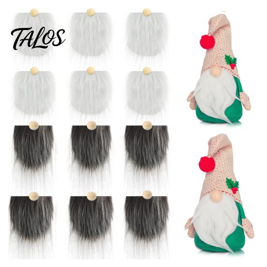 Gnome Beard Set 12Pcs And Nose Kit, DIY Christmas Craft Supplies with Reusable Polyester Fur Plush Beards Wooden Ball Noses for Doll Making,