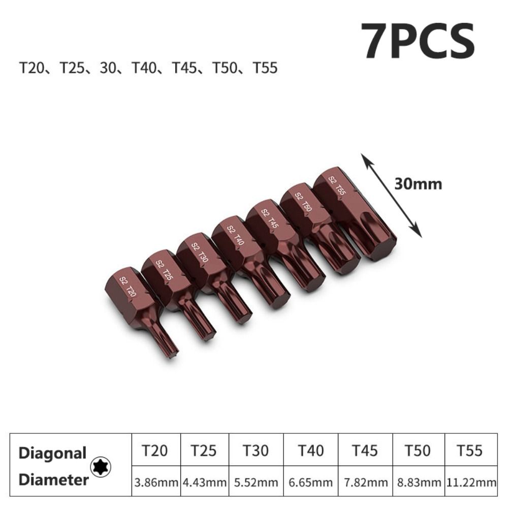 10mm Shank Torx Screwdriver Bit Set High Hardness Hexagonal Bits Portable Wrench Socket Bit