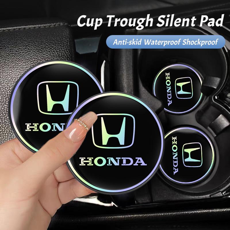 cwcr1 2Pcs Honda Logo Water Cup Pad Laser Silent Mat For Honda Civic Accord Crosstour Spirior Odyssey Avancier UR-V Sienna Elysion