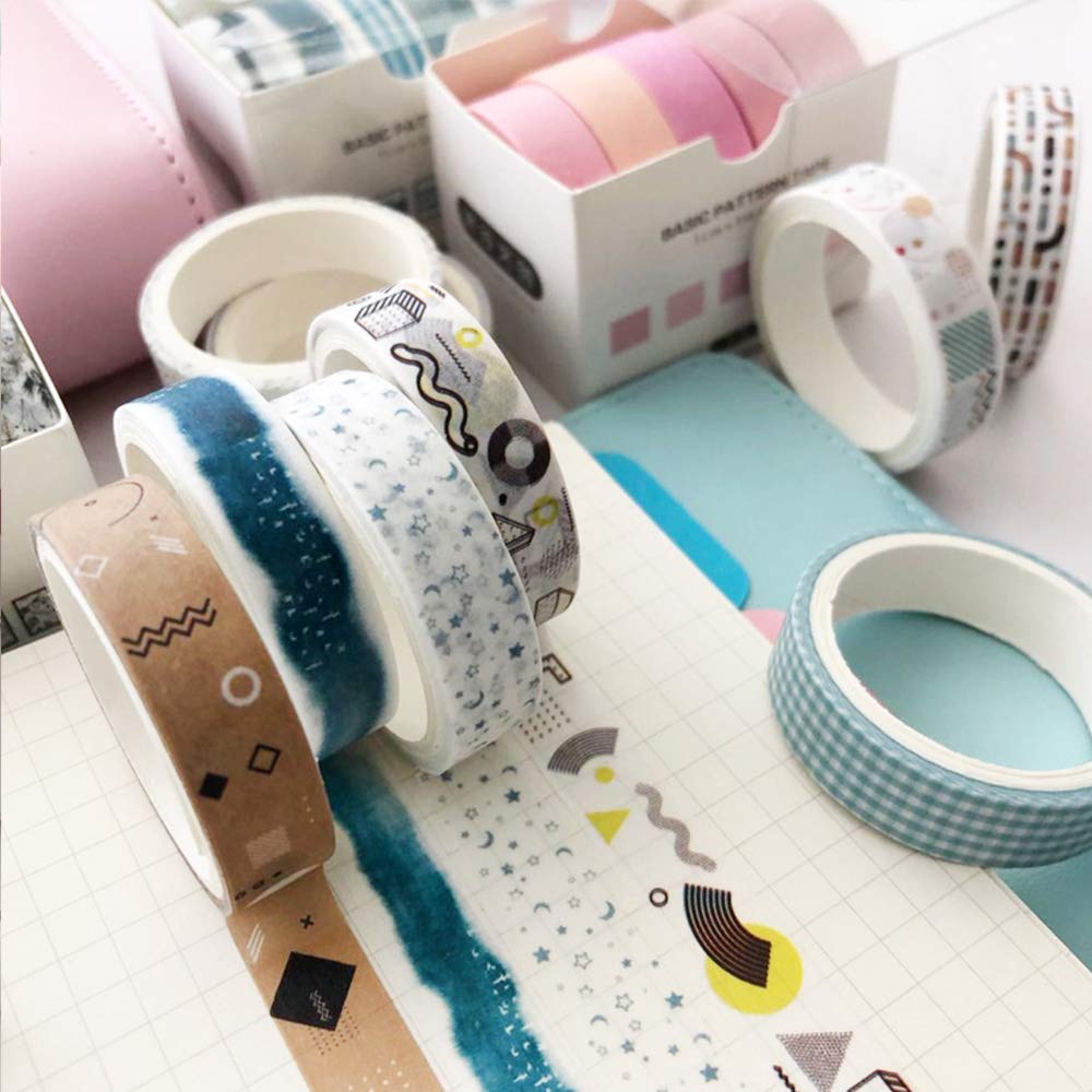Japanese Pattern Washi 5 Creative Masking Tape Feminine Washi Tape for DIY Crafts Tape, Rolls, Set, Style, Packaging, (Green Dew)