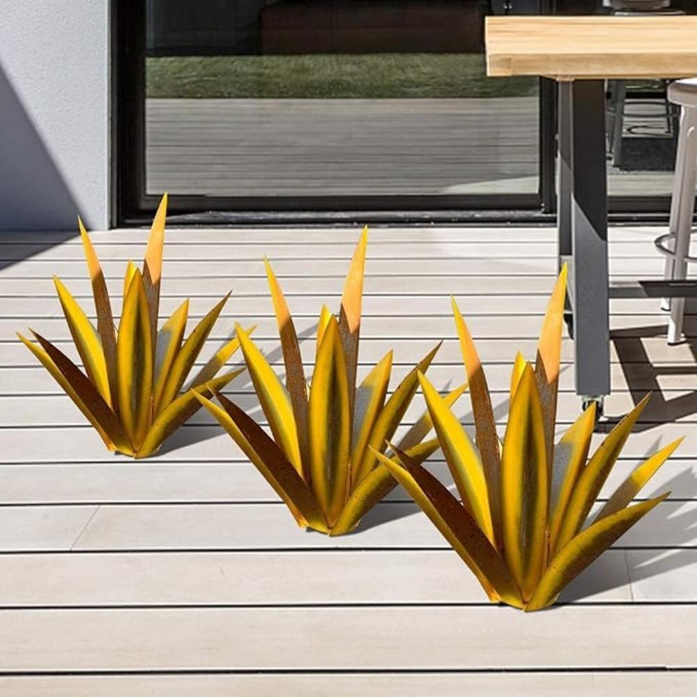 Большая скульптура из текилы в деревенском стиле, металлические растения для патио, двора, домашнего декора, ручная роспись, садовая статуэтка из агавы, украшение для газона, колышек, 27 см