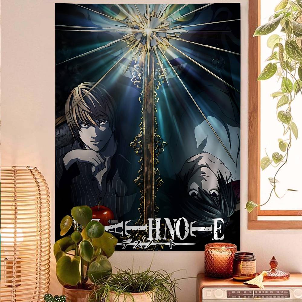 Death Note Full Character Collage Wall Tapestry Light Yagami Art Edgy Room Decor for Psychological Thriller Anime Fans