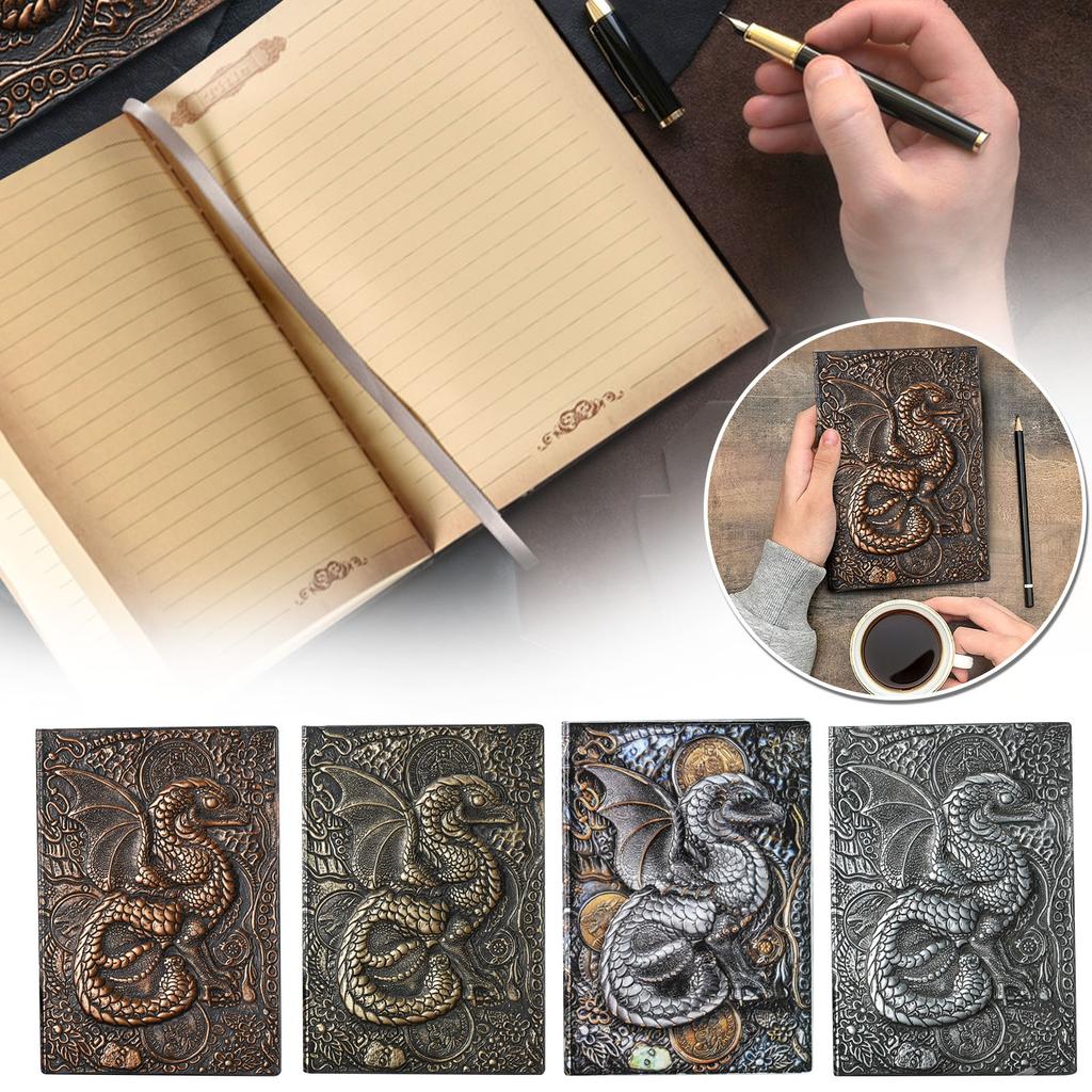 3D тисненый летающий дракон дневник для записей блокнот в твердом переплете ручной работы ежедневник, путевой дневник блокноты для записей, подарок для мужчин и женщин