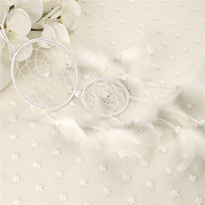 Белый Ловец снов круглый с перьями настенный декор ремесло