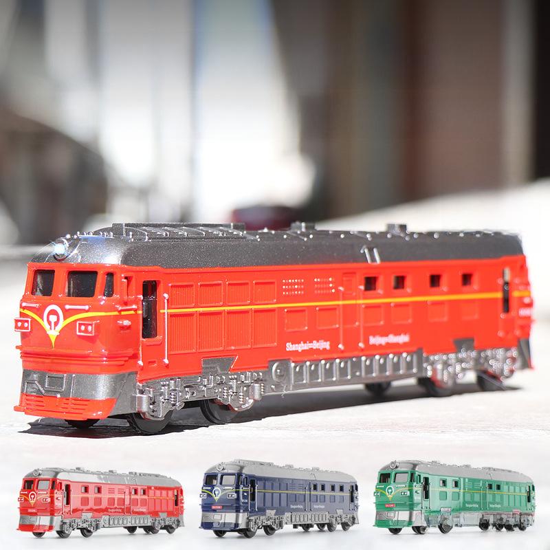 Antique Green Electric Train Freight Car Model Toy with Light & Sound Effects