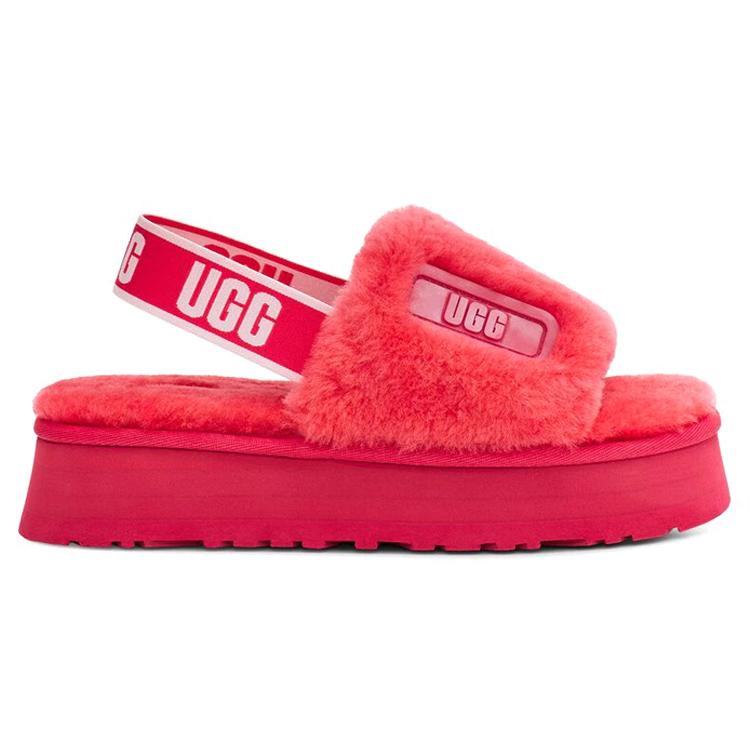 UGG DISCO Shearling Stylish Sandal Women's Hibiscus Pink 1112258-HSPK