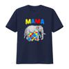 Mama Elephant Autism Awareness  T Shirt  vintage Washed fashion streetwear Stretched Stylish Unisex Versatile