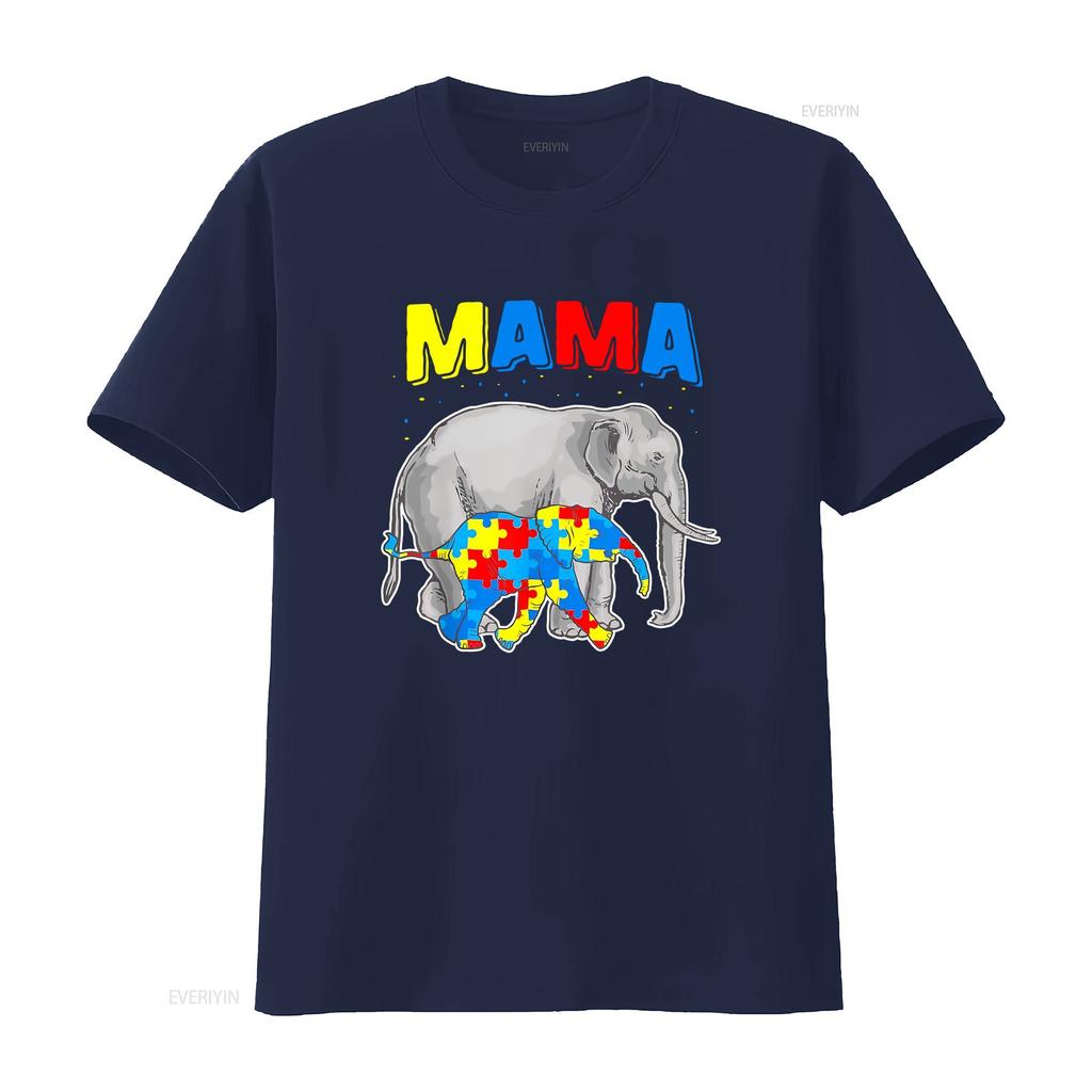 Mama Elephant Autism Awareness T Shirt vintage Washed fashion streetwear Stretched Stylish Unisex Versatile