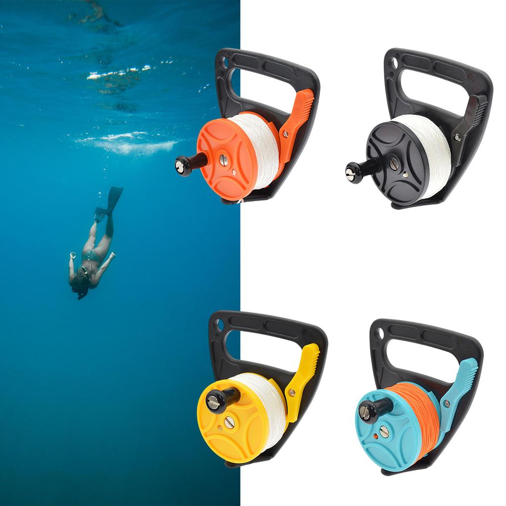 Scuba Diving Reel with Thumb Stopper and 150ft High Visibility Line Scuba Ratchet Dive Reel Finger Spool Easy To Use