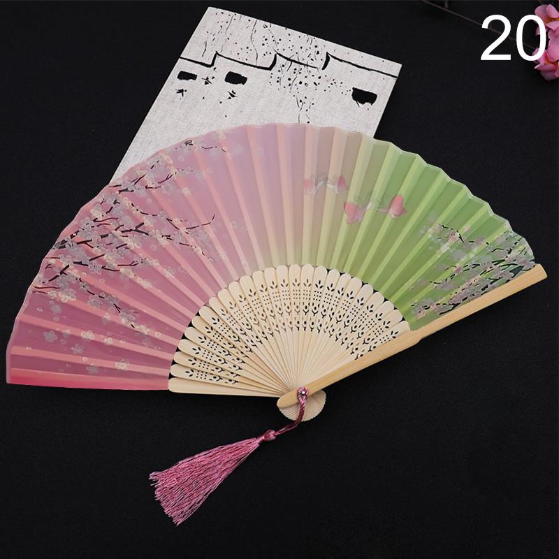 1шт цветочный узор классический бамбуковый веер складной шелковый веер для украшения комнаты для вечеринки ручной веер