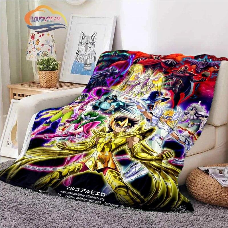 Classics Animated Character Seiya Patterned Wool Blanket Cartoon Saint Seiya Series Children Shawl and Sofa Super Soft