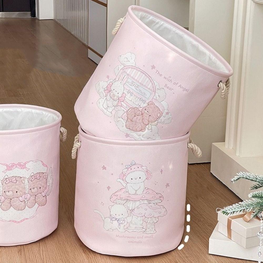Round Shape Dirty Clothes Basket Cartoon Sundries Storage Basket Laundry Hamper  for Home