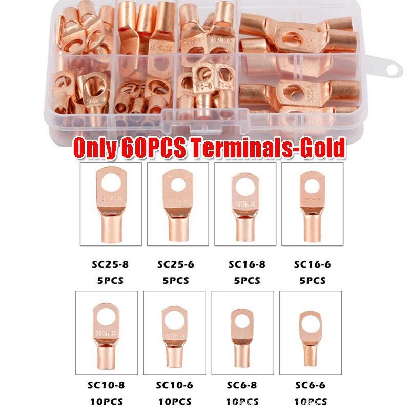 Набор инструментов для обжима проводов для тяжелых условий эксплуатации, клеммы аккумулятора, комплект медных разъемов AWG 8-1/0, 60 предметов