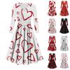 Ladies Fashion Casual Valentine's Day Print Long Sleeve V-neck Sexy Dress