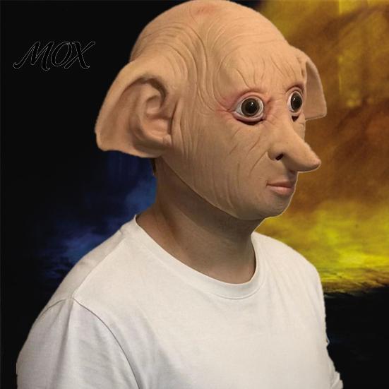 Elf Face Mask Halloween Full Head Mask, Movie Character Cosplay Latex Realistic Masquerade for Costume Party Role Play Props Headgear