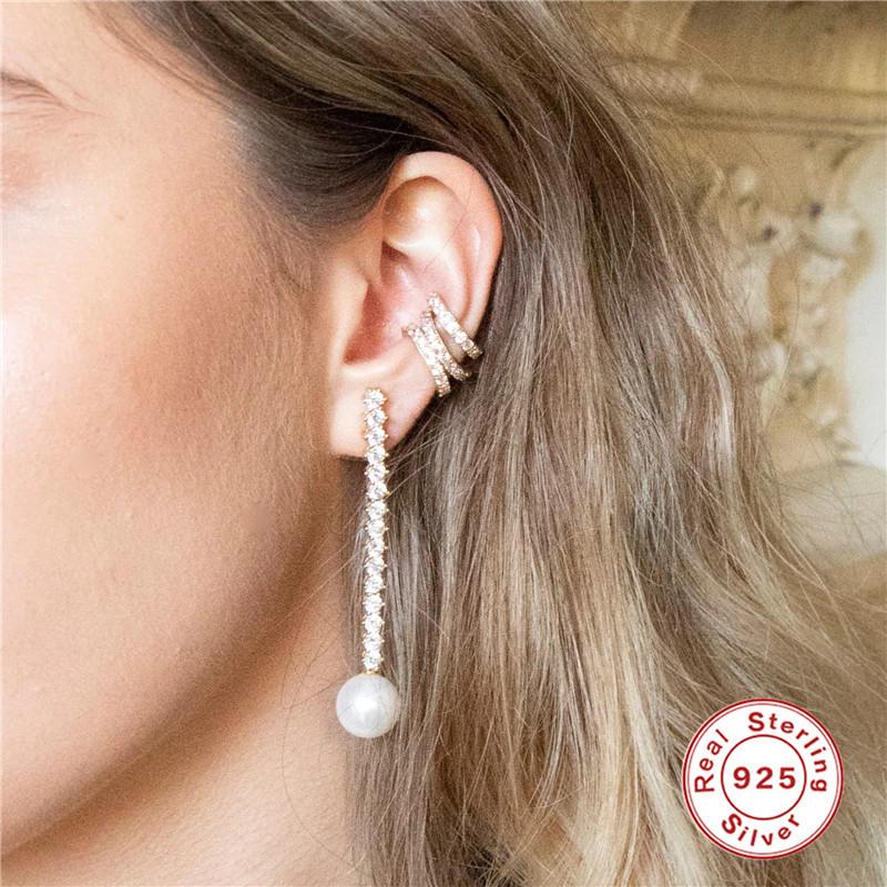 Серьги-подвески из стерлингового серебра 925 пробы в простом стиле Ins, удобные женские серьги с премиальным дизайном и жемчугом