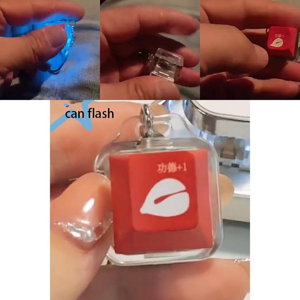 Dazzling Acrylic Illuminated Keychain With Electronic Muyu Keyboard Wholesale Available